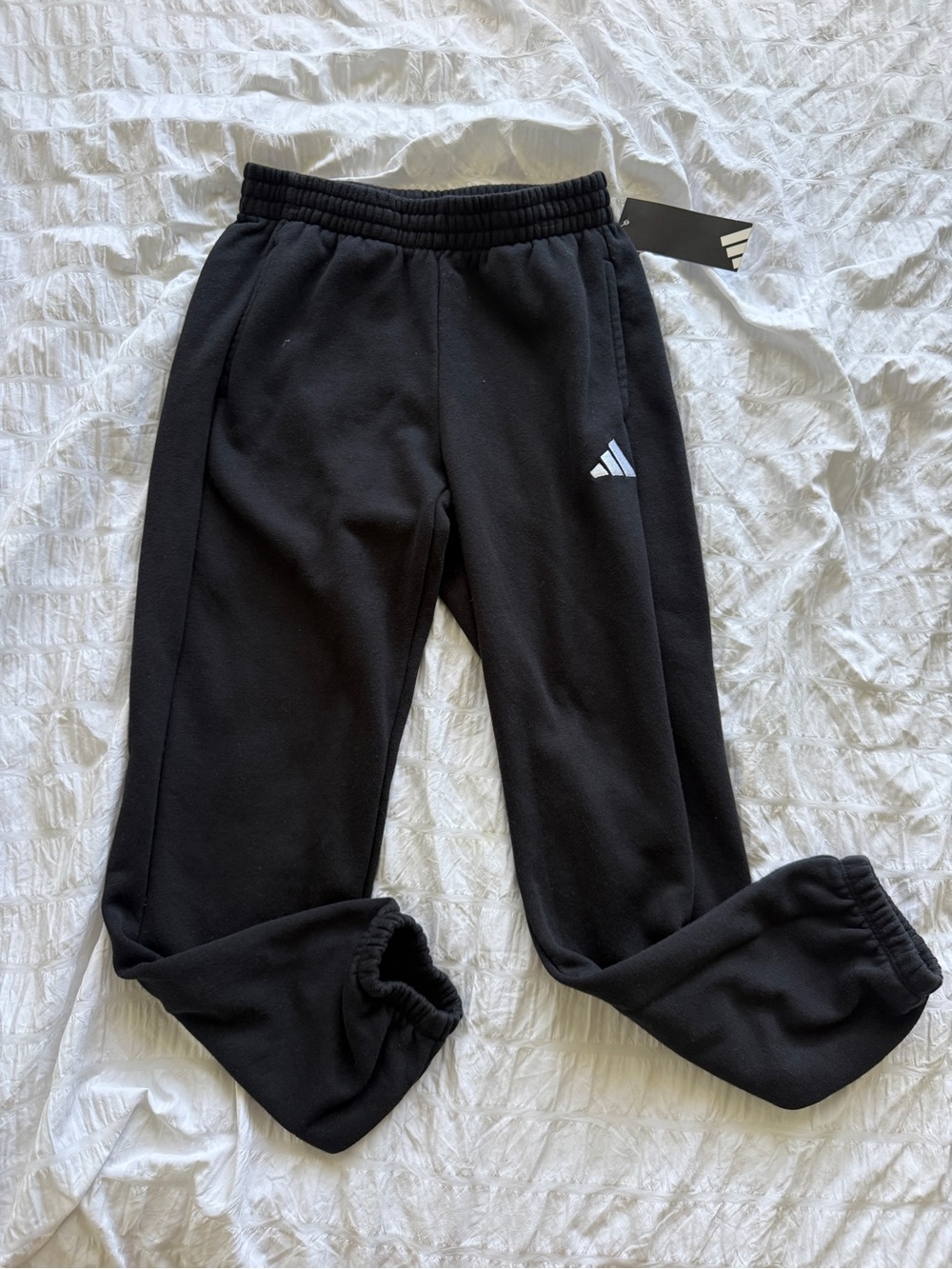 Girls adidas Black Kids Fleece Joggers with White Logo